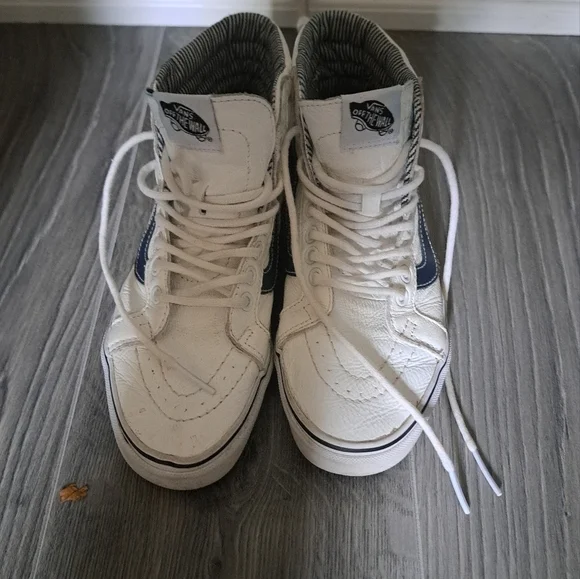 Vans OFF THE WALL supple leather HI TOP white skateboard shoes sneakers UNISEX - Picture 12 of 13